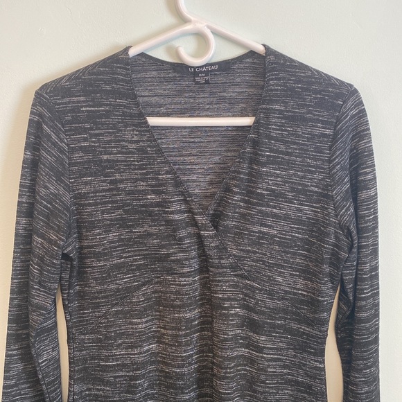 Le Chateau Black/Grey Below Knee Long Sleeve Dress, Size Medium - Picture 2 of 5